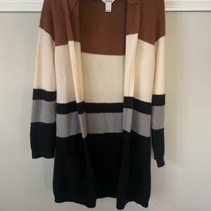 Striped Open Cardigan